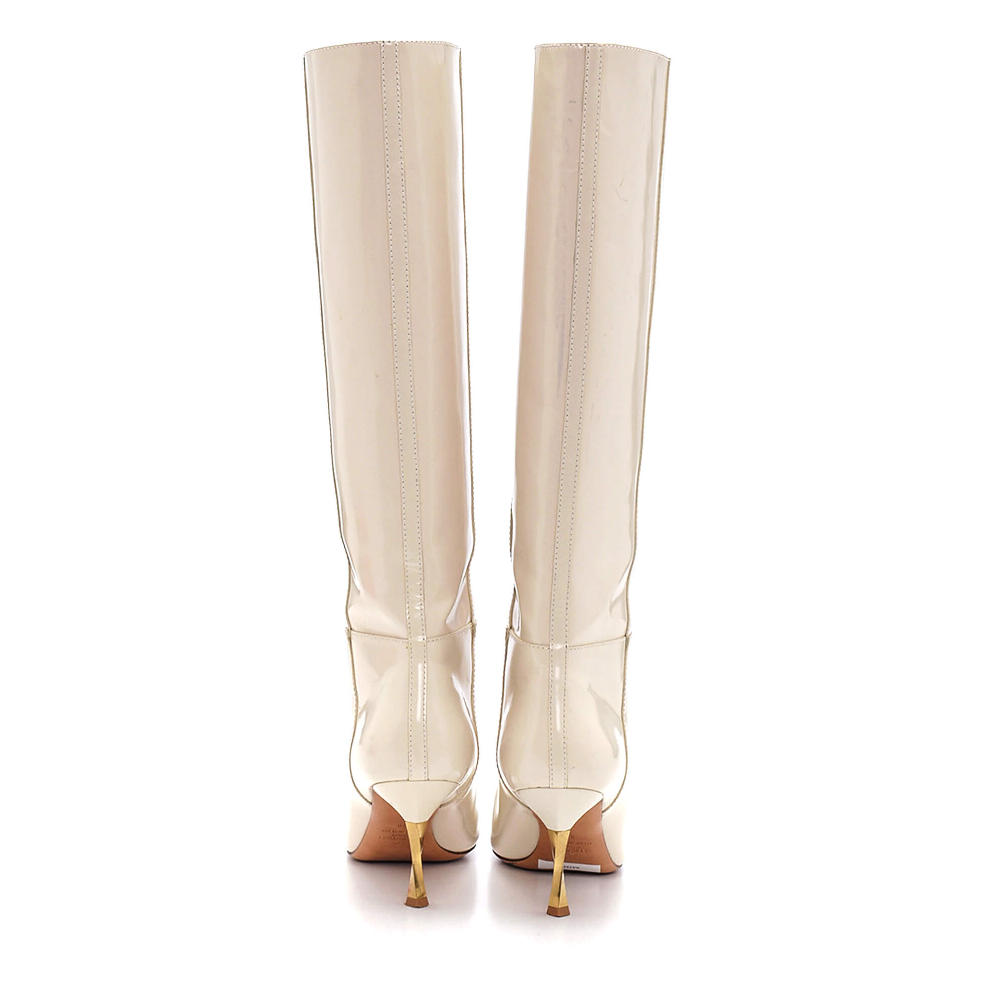 Valentino - Cream Patent Leather / Gold Heel Boots 